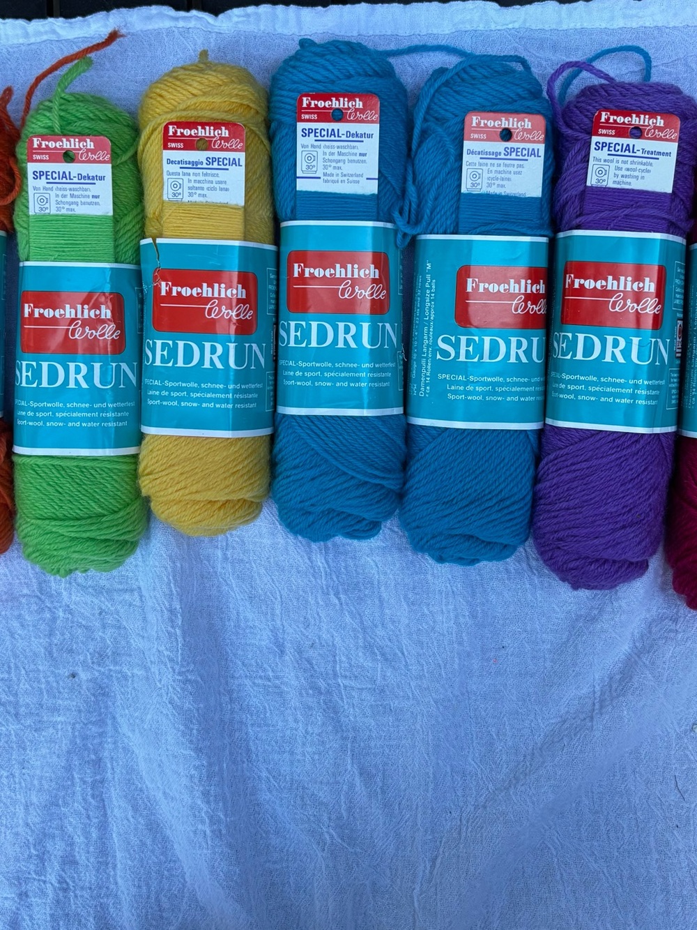 SEDRUN by Froehlich-Wolle Yarn Lot of 7 Different Colors 90% Wool 10% Nylon
